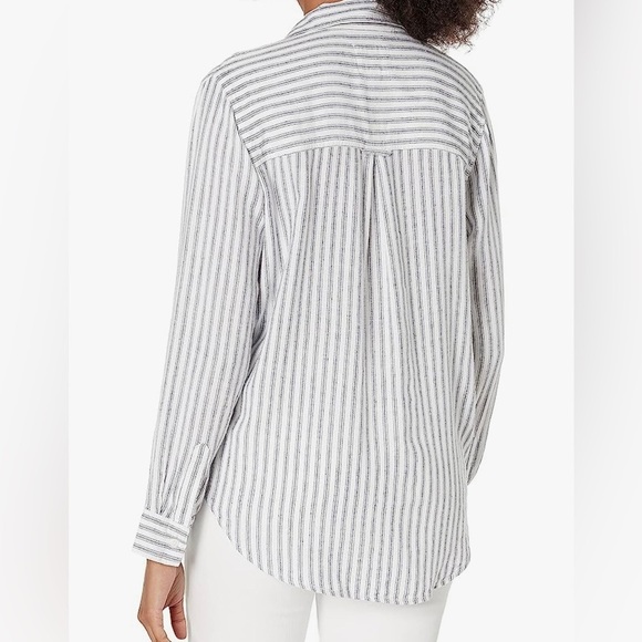 NWT Rails Matea Canela Stripe Linen Blend Lace Up Shirt Blouse Small - Picture 7 of 16
